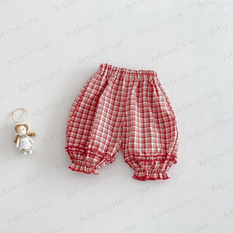 Pantaloni a quadri per bambina - Plaid rosso bianco - 5-7T - image 5