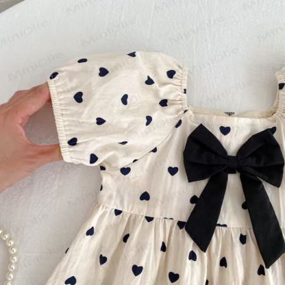 Vestito beige con fiocco Love per bambina - image 8