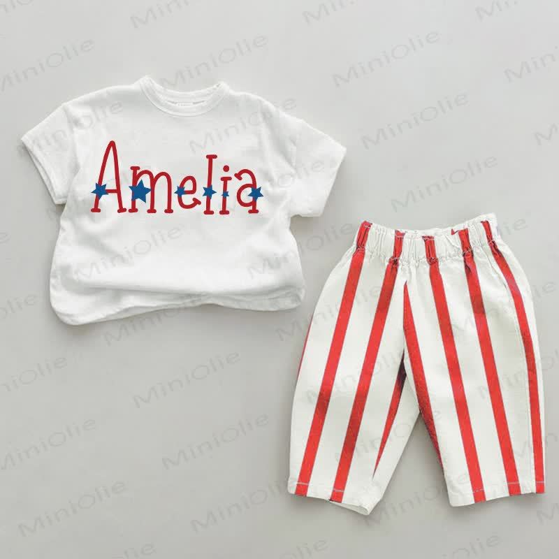 AMELIA Baby Set 2 pezzi a righe verticali rosse - Bianco e rosso - 2-3T - image 1