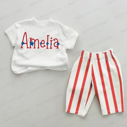 AMELIA Baby Set 2 pezzi a righe verticali rosse - Bianco e rosso - 2-3T - image 1