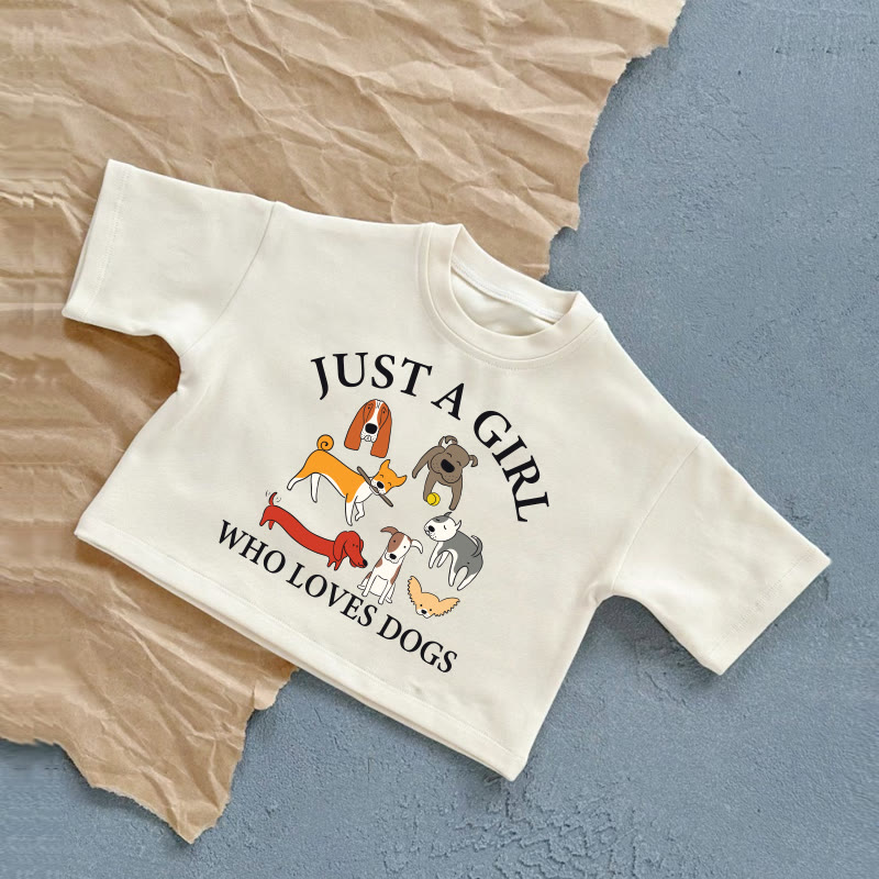 JUST A GIRL WHO LOVES DOGS Maglietta casual estiva per neonati - Bianco - 2-3T - image 1