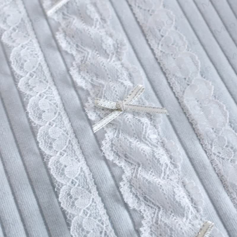 Maglietta con fiocco in pizzo a coste per bambina - image 6