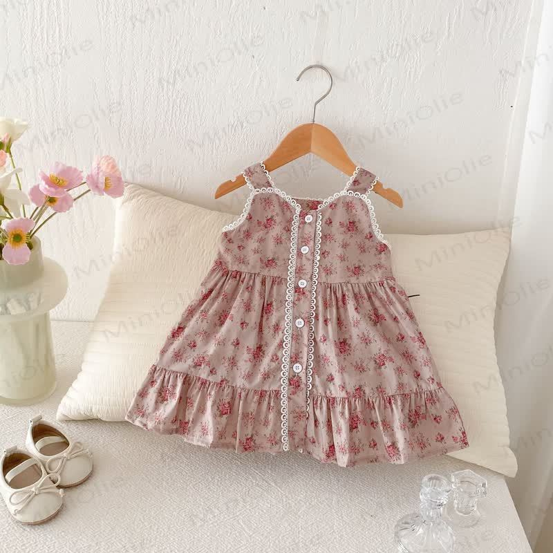 Vestito in pizzo con fiori rosa per bambina - image 3