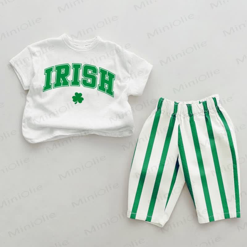 Completo 2 pezzi a righe verticali verde IRISH Baby - Bianco e verde - 2-3T - image 1