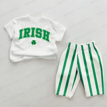 Completo 2 pezzi a righe verticali verde IRISH Baby - Bianco e verde - 2-3T - image 1