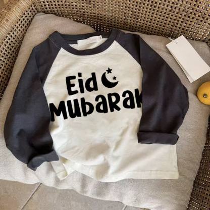 Maglietta raglan grigio scuro per neonati EID MUBARAK - Grigio scuro - 2-3T - image 1