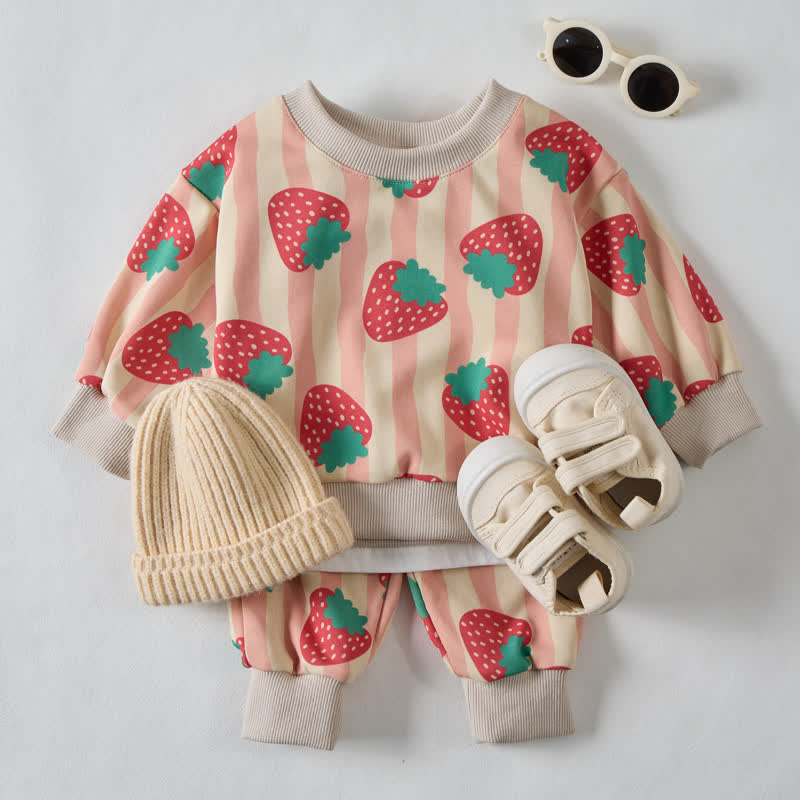 Set 2 pezzi Baby Beige Stripe Strawberry - image 2