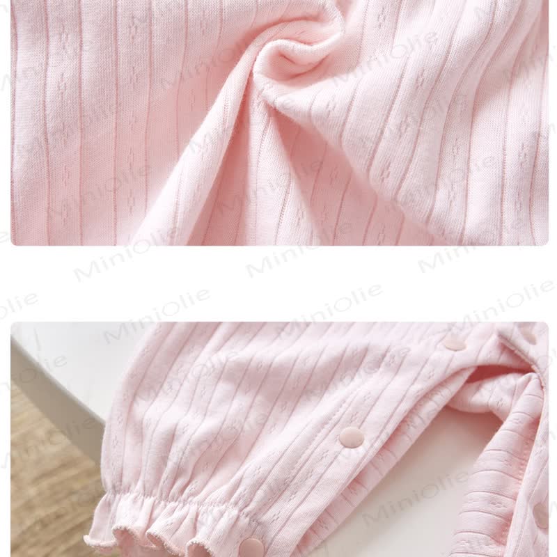 Tutina in pizzo con fiocco per neonato, tinta unita - image 5