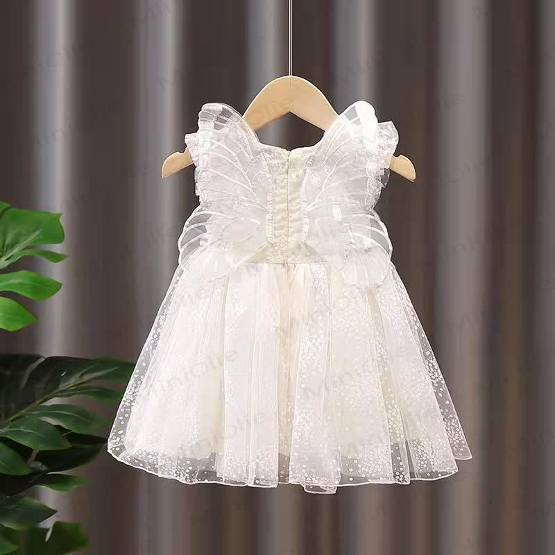 Vestito in rete con fiocco per bambina - Bianco - 8 anni - image 1