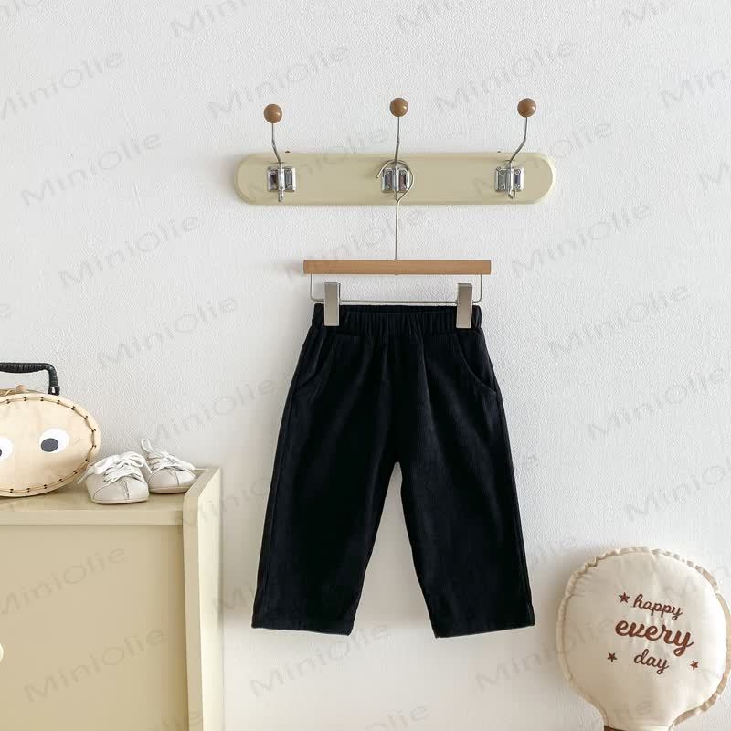 Pantaloni in velluto a coste tinta unita per neonati e bambini - Nero - 8 anni - image 5