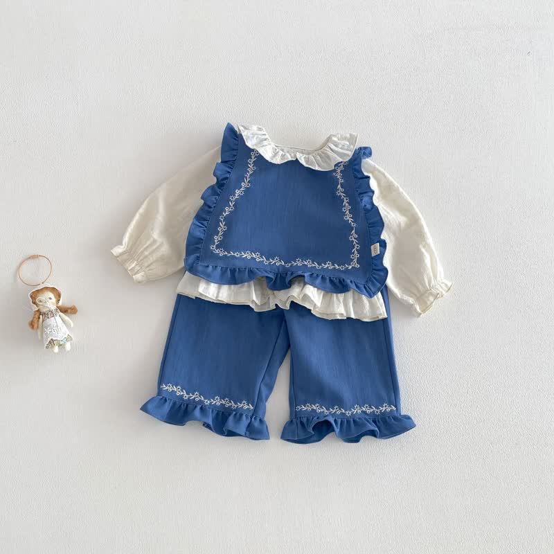 Canotta/pantaloni in denim/top con fiocco per bambina/neonata - image 2