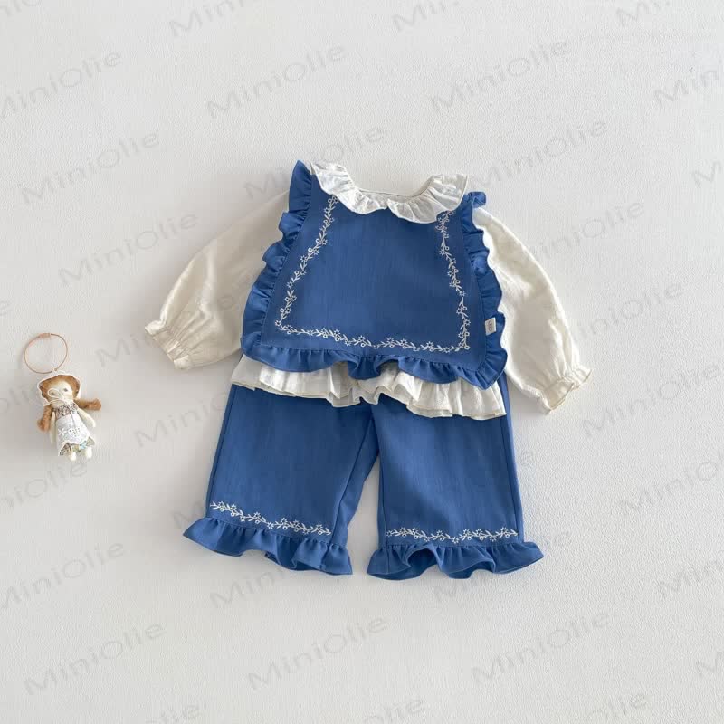Canotta/pantaloni in denim/top con fiocco per bambina/neonata - image 2