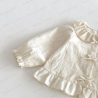 Canotta/pantaloni in denim/top con fiocco per bambina/neonata - image 15