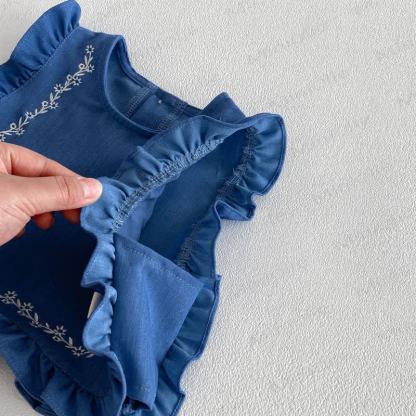 Canotta/pantaloni in denim/top con fiocco per bambina/neonata - image 10