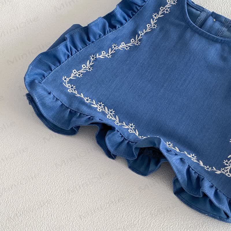 Canotta/pantaloni in denim/top con fiocco per bambina/neonata - image 11