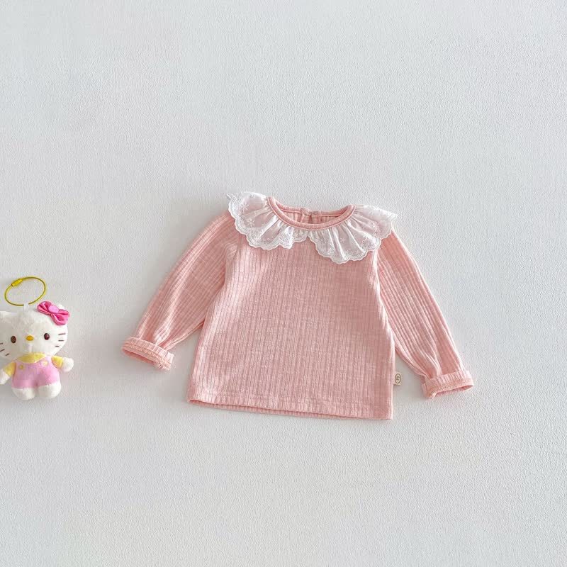 Completo 2 pezzi per bambina con tutina, fiocco, gatto e fiori/top tinta unita - Top rosa - 5-7T - image 8