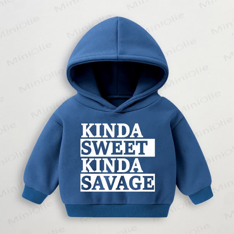 Felpa con cappuccio blu per neonati e bambini KINDA SWEET KINDA SAVAGE - Blu - 3-5T - image 1