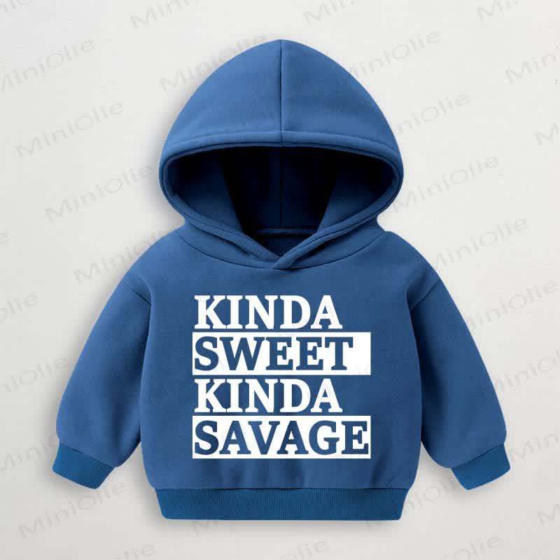 Felpa con cappuccio blu per neonati e bambini KINDA SWEET KINDA SAVAGE - Blu - 3-5T - image 1
