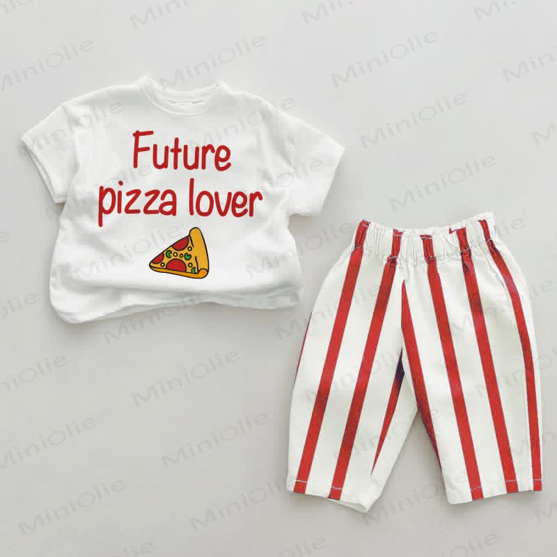 FUTURE PIZZA LOVER Set da 2 pezzi a righe verticali rosse - Bianco e rosso - 2-3T - image 1