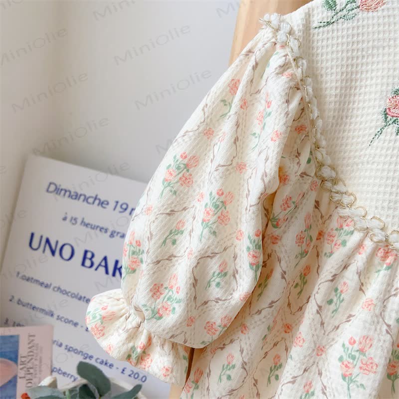 Tutina pigiama con ricami floreali per bambina - image 6