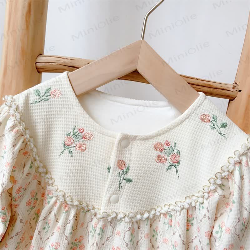 Tutina pigiama con ricami floreali per bambina - image 4