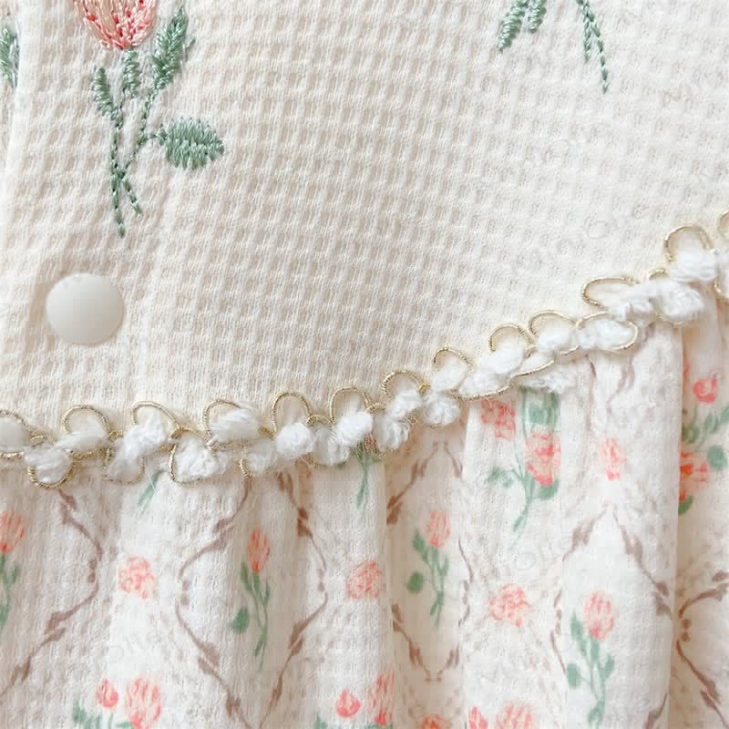 Tutina pigiama con ricami floreali per bambina - image 7