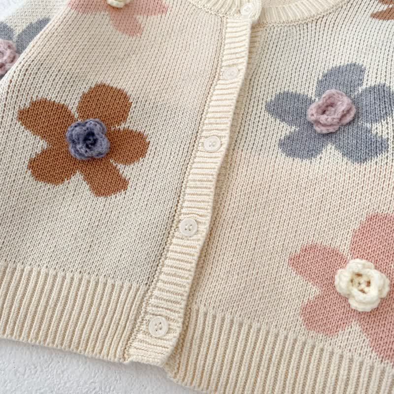 Cardigan ricamato con fiori per neonati - image 8