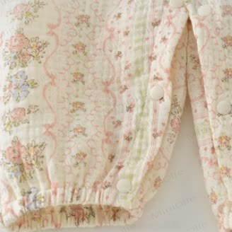 Tutina con colletto floreale e cappello per neonata - image 5