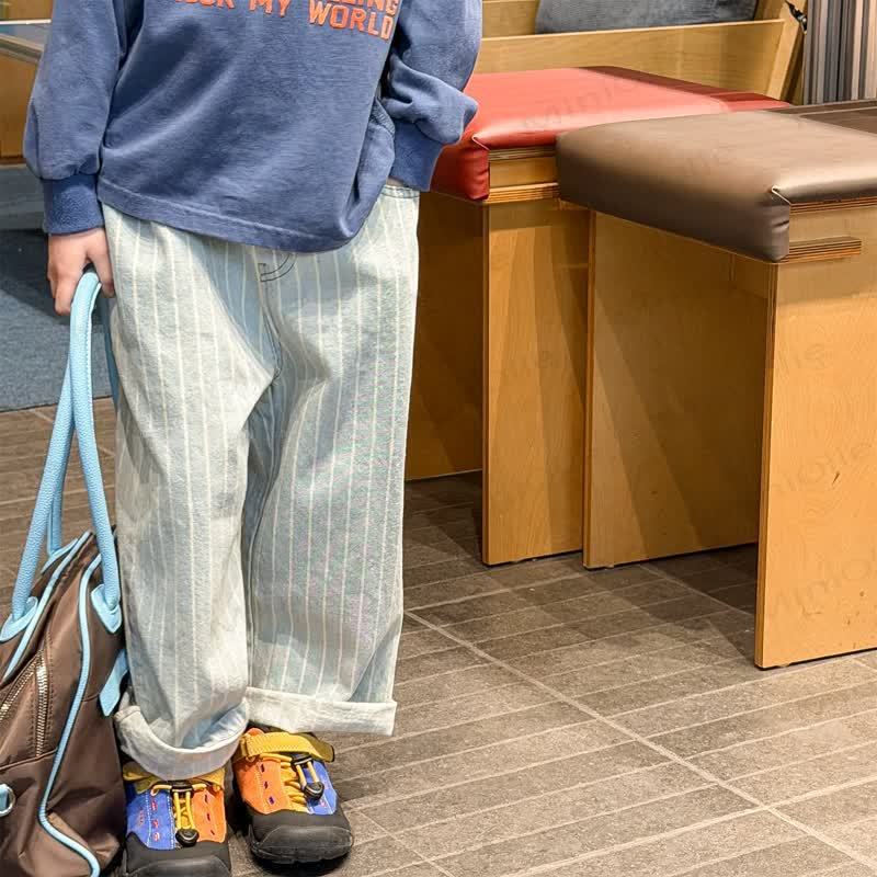 Pantaloni a righe in denim per neonati e bambini - image 4