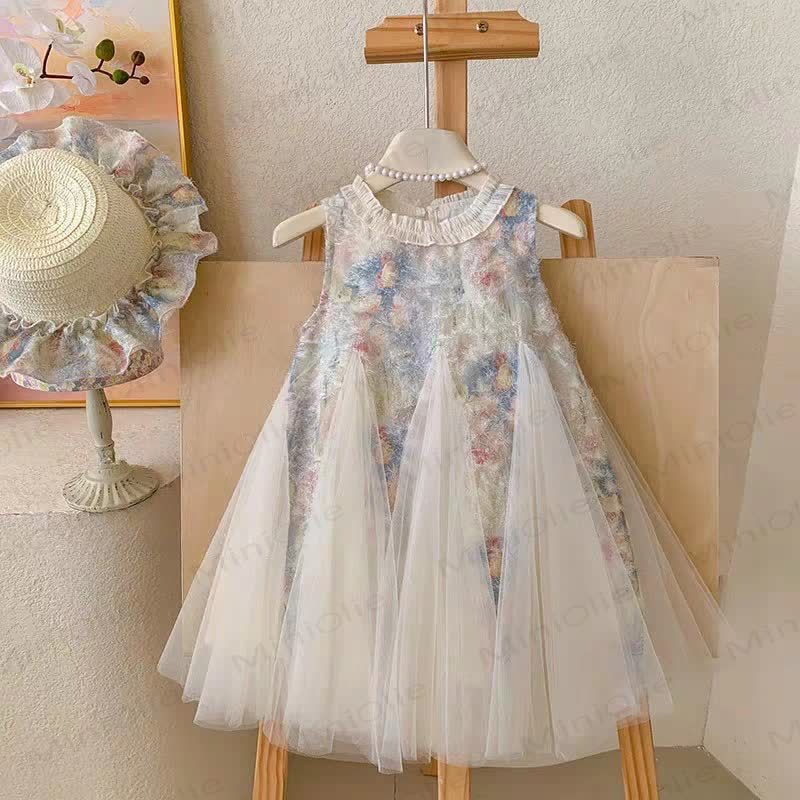Vestito tutù in rete a fiori per bambina - image 2