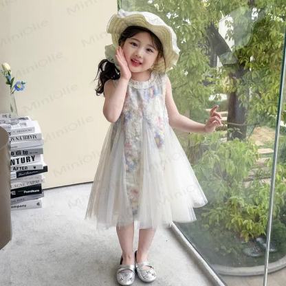 Vestito tutù in rete a fiori per bambina - image 5