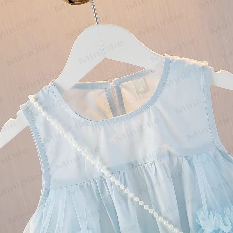 Vestito senza maniche in rete floreale per bambina - image 4