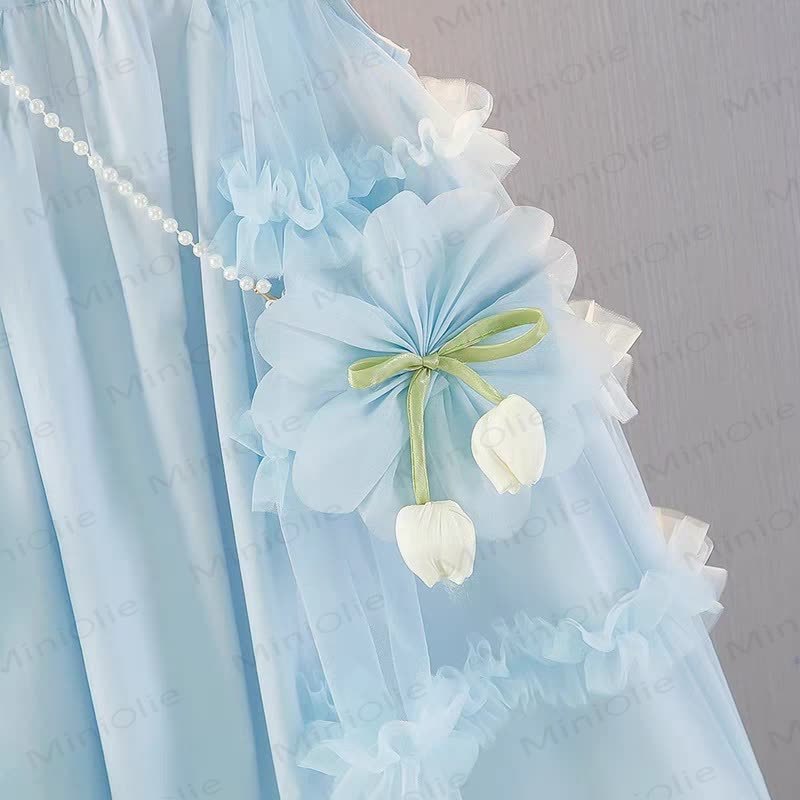 Vestito senza maniche in rete floreale per bambina - image 6