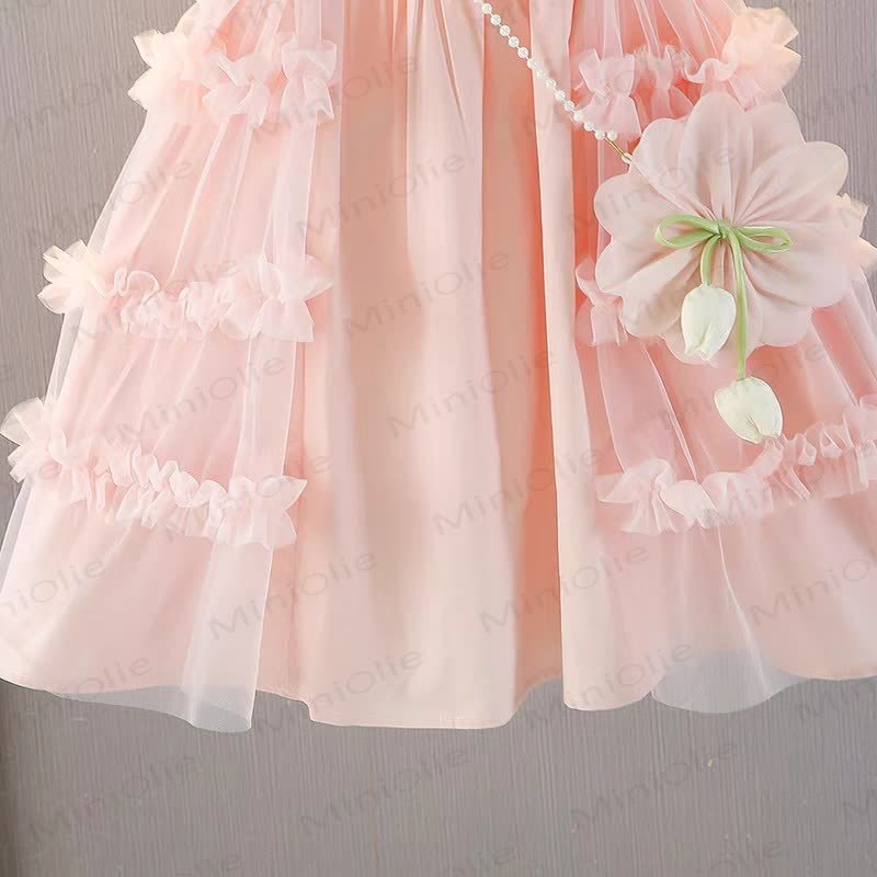Vestito senza maniche in rete floreale per bambina - image 10