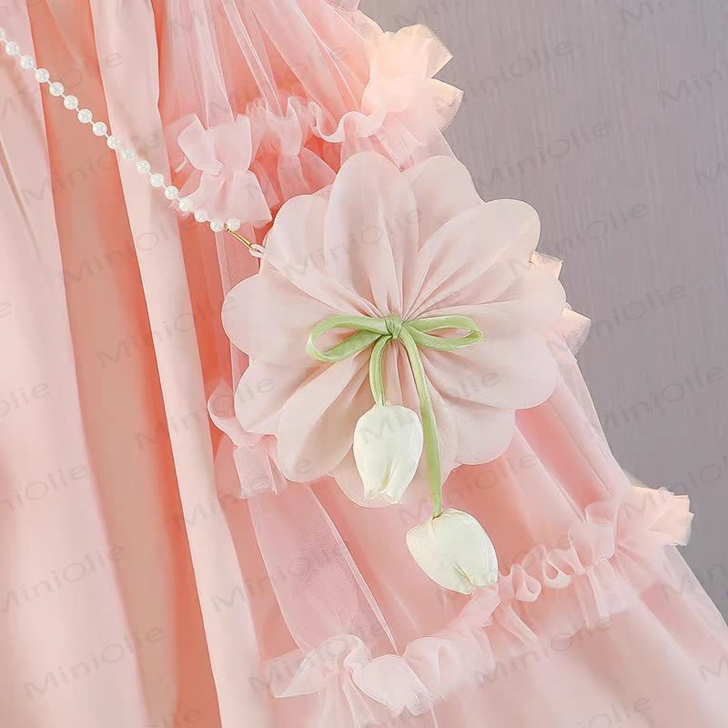 Vestito senza maniche in rete floreale per bambina - image 11