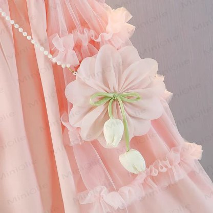 Vestito senza maniche in rete floreale per bambina - image 11