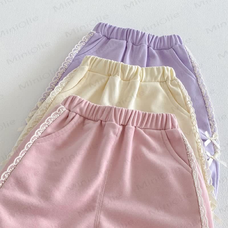Pantaloni con fiocco in pizzo per bambina - image 8