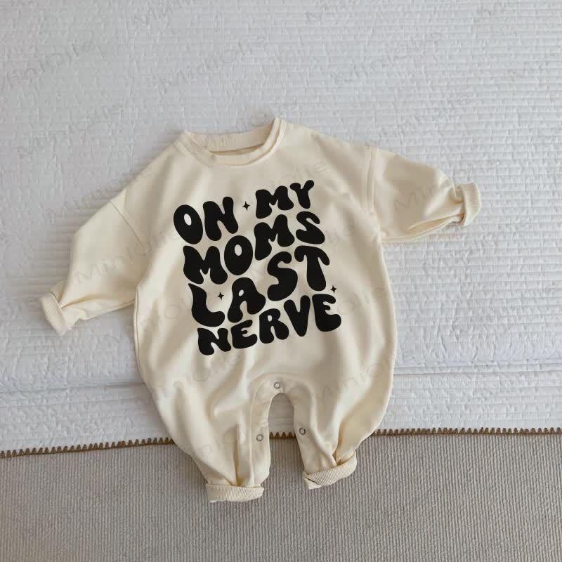 Tutina beige per neonati "SULL'ULTIMO NERVO DI MIA MAMMA" - Beige - 2-3T - image 1