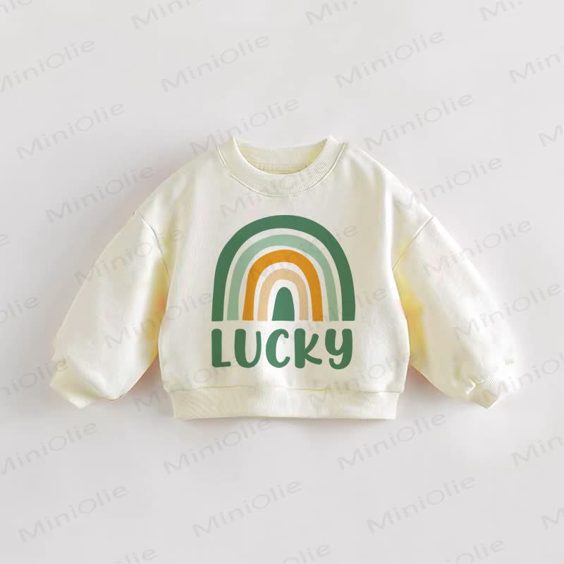 Felpa beige arcobaleno per bambini LUCKY Baby - Crema - 3-5T - image 1