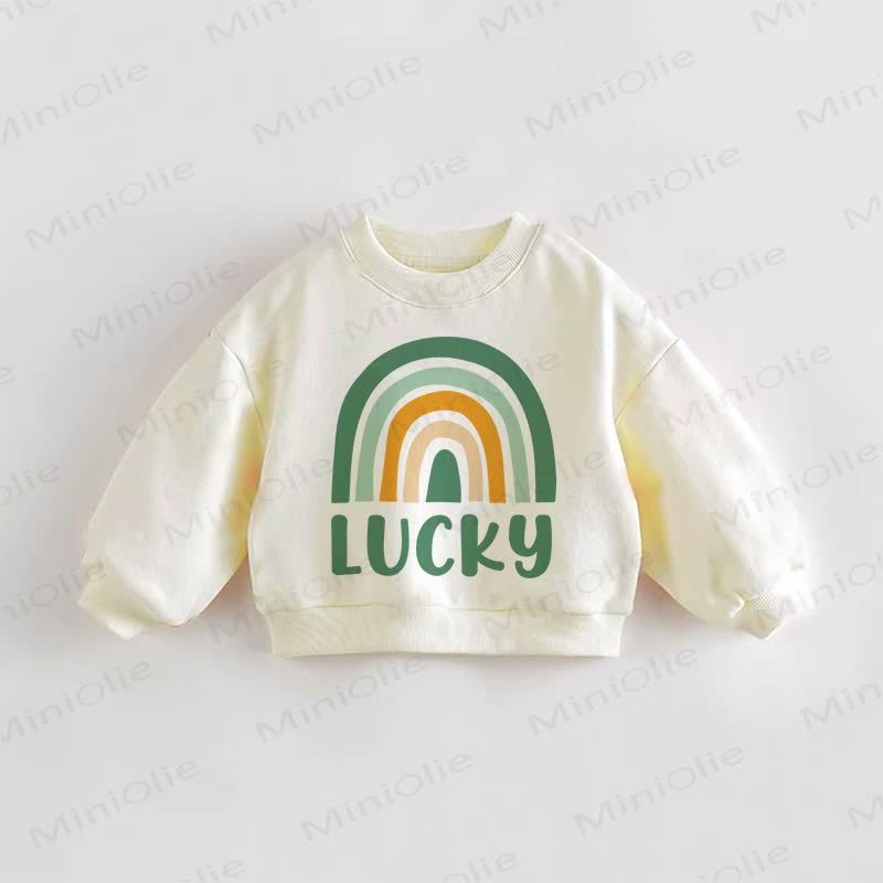 Felpa beige arcobaleno per bambini LUCKY Baby - Crema - 3-5T - image 1