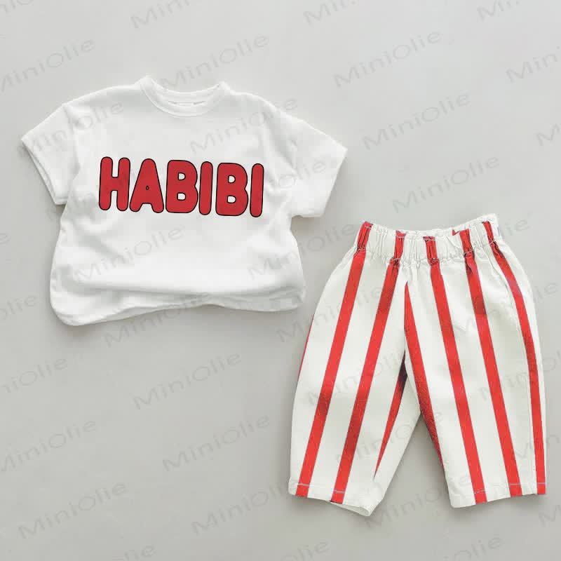 HABIBI Baby Set 2 pezzi a righe verticali rosse - Bianco e rosso - 2-3T - image 1