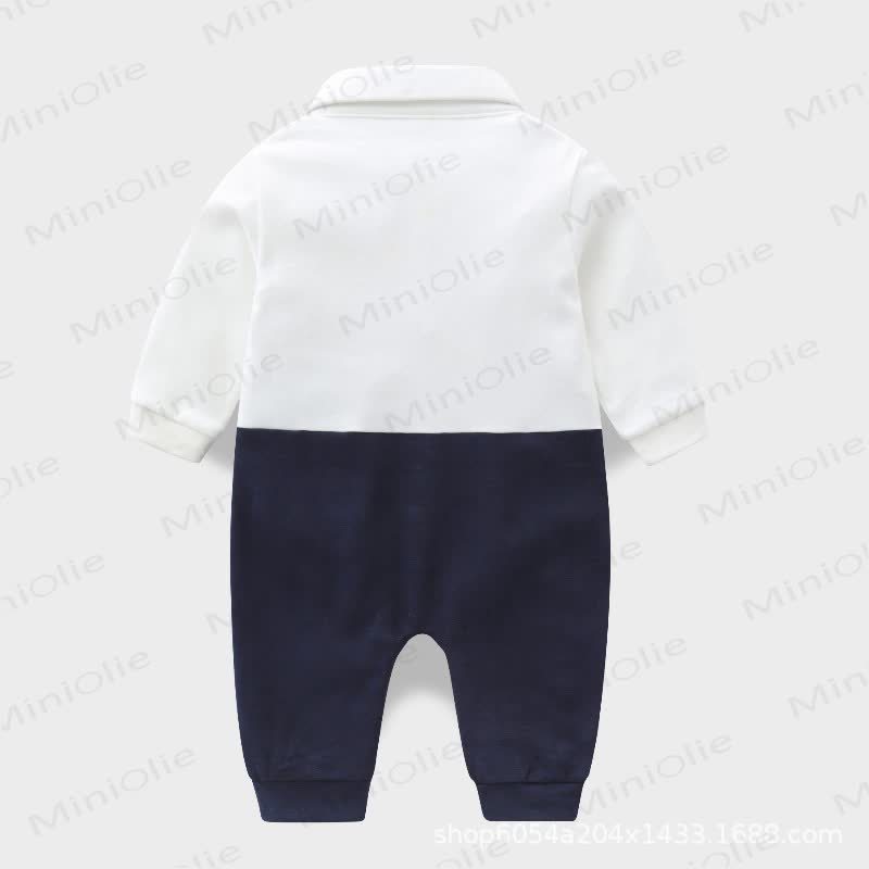 Tutina finta da 2 pezzi con fiocco da gentiluomo per neonato - image 2