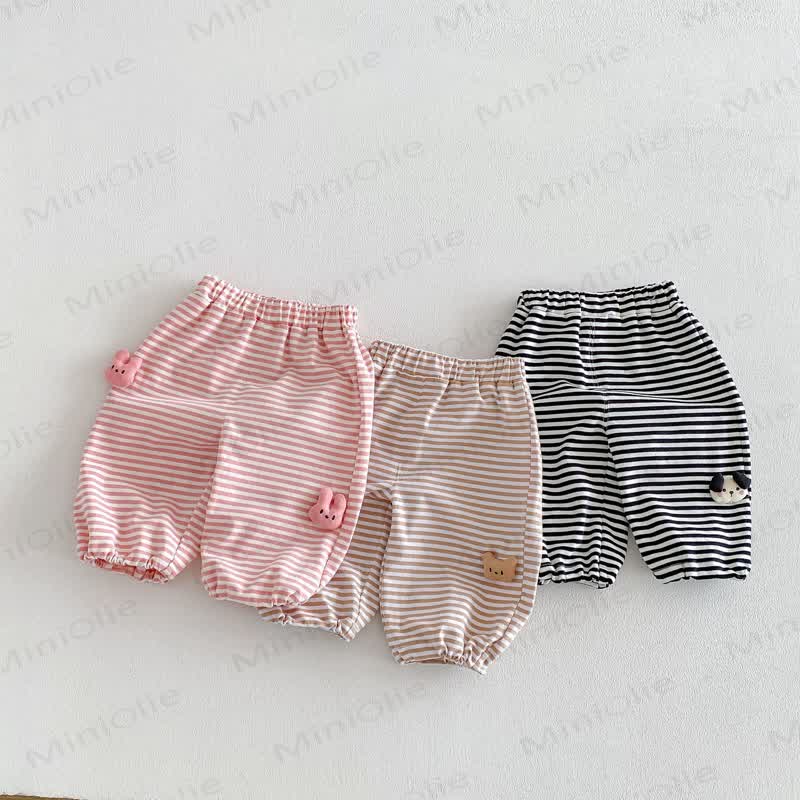 Pantaloni a righe con animali per neonati e bambini - image 2