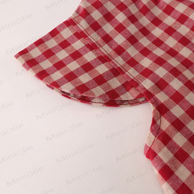 Set da 2 pezzi con maniche a palloncino a quadri per bambina - image 10
