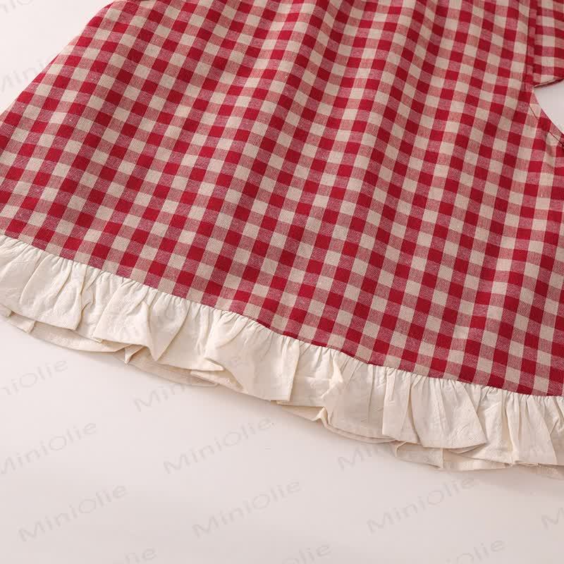 Set da 2 pezzi con maniche a palloncino a quadri per bambina - image 11