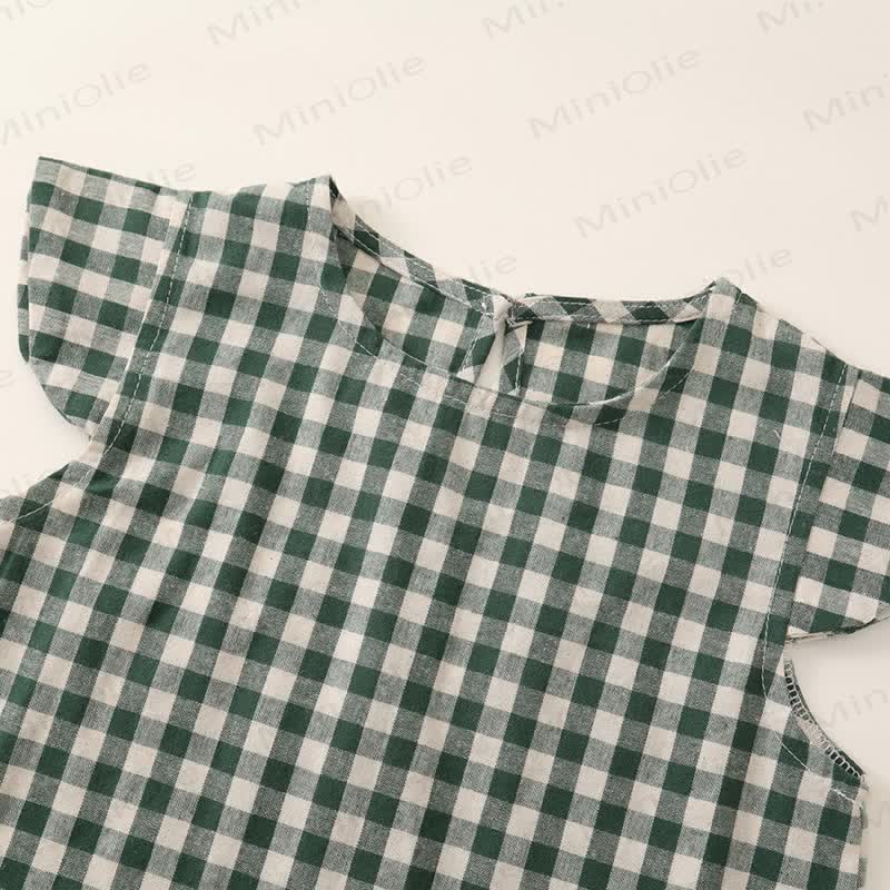 Set da 2 pezzi con maniche a palloncino a quadri per bambina - image 15