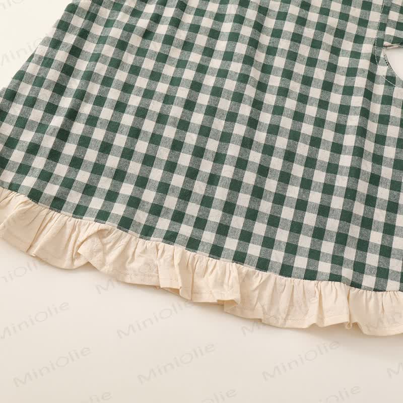 Set da 2 pezzi con maniche a palloncino a quadri per bambina - image 19