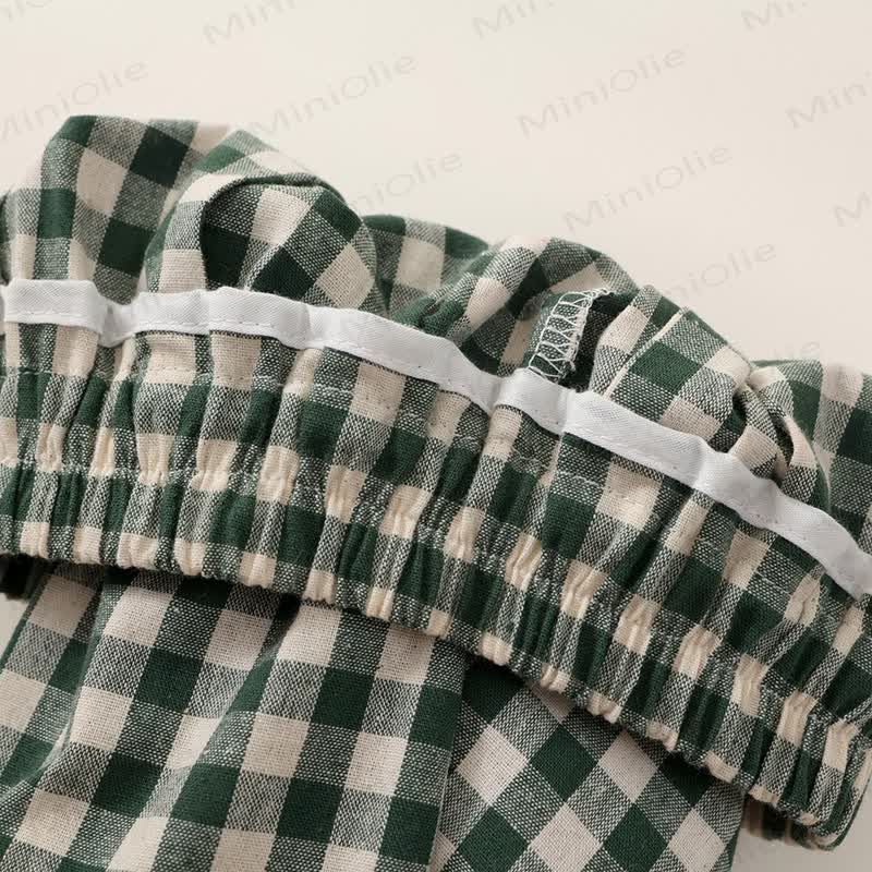 Set da 2 pezzi con maniche a palloncino a quadri per bambina - image 22