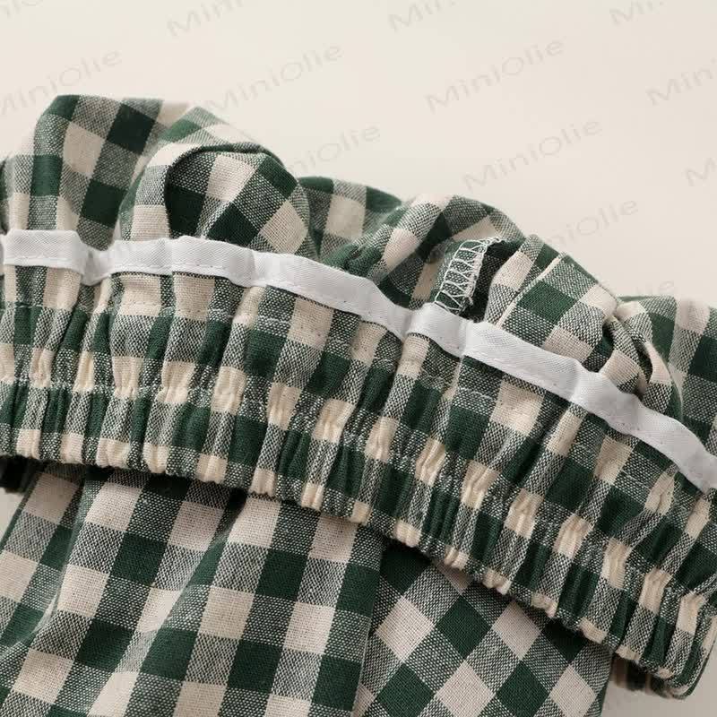 Set da 2 pezzi con maniche a palloncino a quadri per bambina - image 22