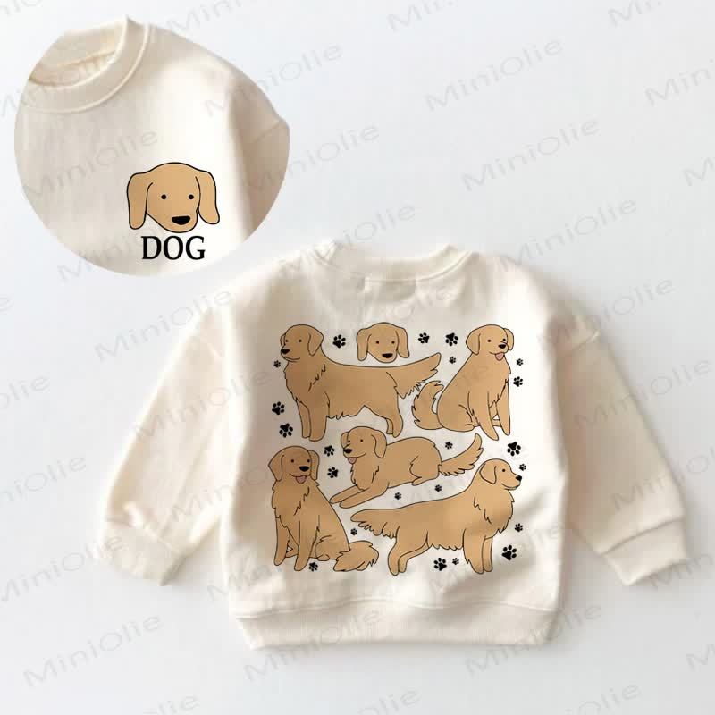 Felpa con stampa Golden Retriever per bambini piccoli DOG - Crema - 3-5T - image 1